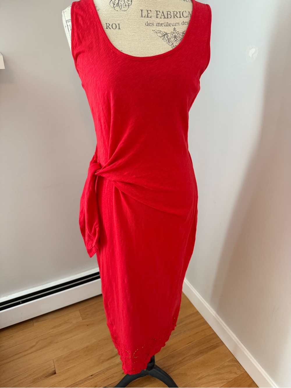 Talbots Red Sleeveless Tie-Detail Midi Dress